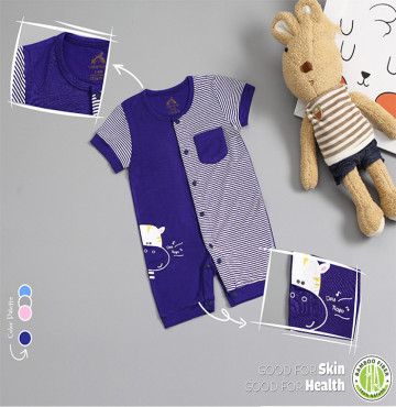 Body sơ sinh cộc tay sợi tre trơn pha kẻ tăm Uala UR3494