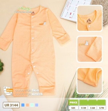 Body dài sơ sinh Modal lộn tay lộn chân cúc giữa Uala UR3144