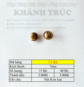 40 bộ Nút SẮT 2 CHI TiẾT màu vàng 7mm