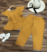 bỏ sỉ đồ bộ nữ quần 9 tấc cổ tim kết nút