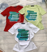 bán buôn o thun nữ cổ tròn in chữ thun cao cấp