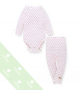 Body cộc kèm quần dài sơ sinh Lullaby NH15-18 (trắng chấm bi)