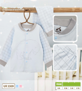 Bộ sơ sinh dài tay cúc giữa hình gấu Uala UR3309
