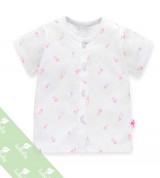 Áo sơ sinh cộc tay cài giữa Lullaby in hình bình sữa (hồng)