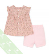 Bộ sơ sinh cộc tay bé gái cài giữa Lullaby NHT01-19 (hồng)