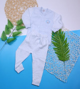 Bộ quần áo nỉ sơ sinh dài tay kẻ 1702 (0-12M)