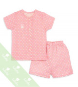 Bộ xô cộc Lullaby cúc giữa bé gái sơ sinh (hồng bi)