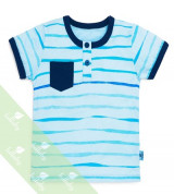 Áo cộc tay sơ sinh Lullaby bổ nẹp bé trai NH02-18 (kẻ xanh)