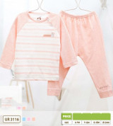 Bộ sơ sinh dài tay cài vai pha kẻ Uala Rogo UR3116