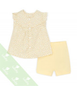 Bộ sơ sinh cộc tay bé gái cài giữa Lullaby NHT01-19 (màu vàng)