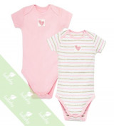 Set 02 body sơ sinh cộc tay Lullaby vai chồm (màu hồng)