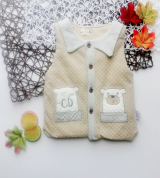 Áo gile sơ sinh lót bông cổ bẻ (3-24M)