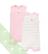 Body romper sát nách sơ sinh Lullaby vai chồm màu hồng (set 2)