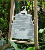 Áo gile sơ sinh organic in hình gấu La Pomme T005 (ghi)