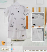 Bộ sơ sinh cộc tay Modal cài vai in họa tiết Uala UR3520