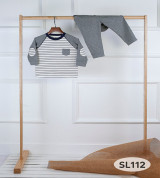 Bộ sơ sinh dài tay kẻ ngang đệm gối tay La Pomme SL112