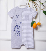 Body sơ sinh cộc tay La Pomme heo con kẻ ngang JS034