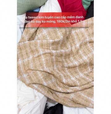 Tweed kim tuyến nude vàng cao cấp 180k/2m khổ 1,5