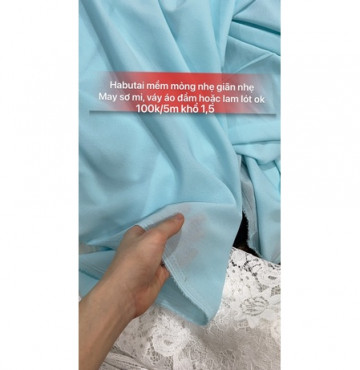 Habutai xanh nhạt mềm đanh 100k/5m khổ 1,5