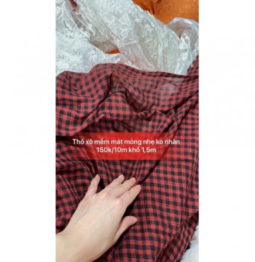 Thô Xô caro đỏ mỏng mát 150k/10m khổ 1,5