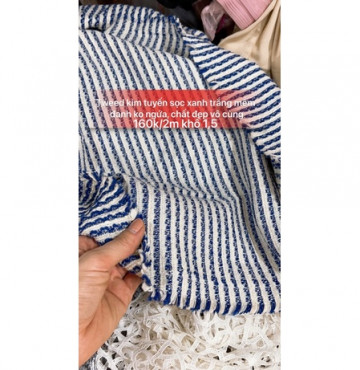Tweed kim tuyến sọc xanh phối trắng mềm đẹp 160k/2m khổ 1,5