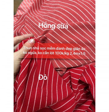 Thun nhũ sọc mềm đanh giãn 4c 100k/kg 2,4m