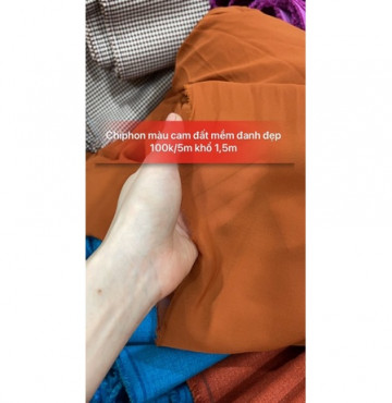 Chiphon màu cam mềm xuôn 100k/5m khổ 1,5