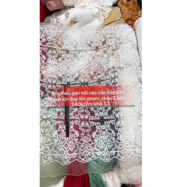 Ren thêu gân nổi cao câp 140k/2m khổ 1,3