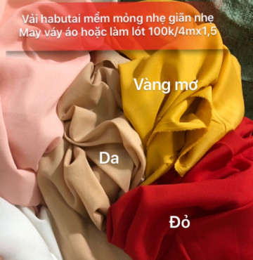 Vải habutai mềm mỏng nhẹ đanh, giãn nhẹ, may váy áo hoặc làm lót 100k/4m khổ 1,5