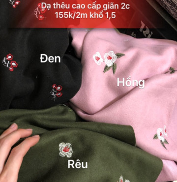 Vải dạ thêu cao cấp giãn 2c 155k/2m khổ 1,5