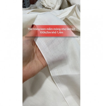 Thô trắng kem mềm mỏng 100k/5m khổ 1,4