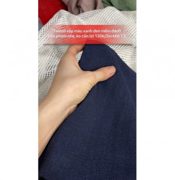 Tweed xốp xanh đen đanh đẹp lên phom nhẹ 130k/3m khổ 1,5m ko cần lót