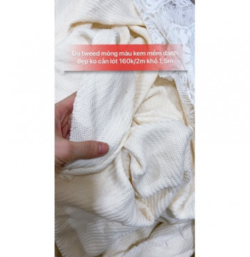 Tweed màu kem mềm mại 160k/2m khổ 1,5