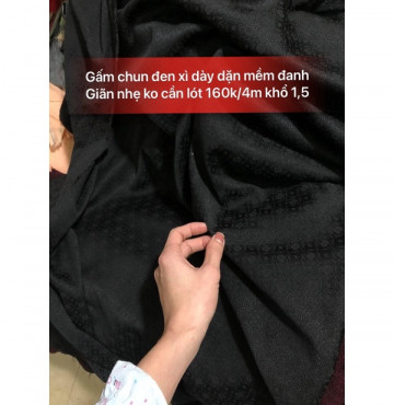 Gấm chun đen 160k/4m khổ 1,5