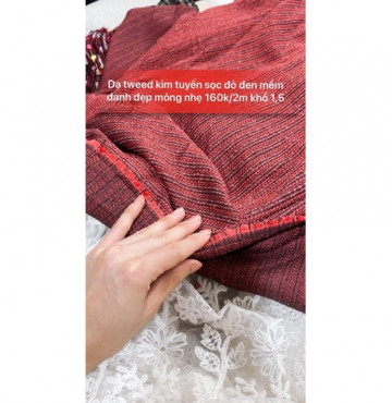 Dạ tweed sọc đỏ cam phối đen 160k/2m khổ 1,5