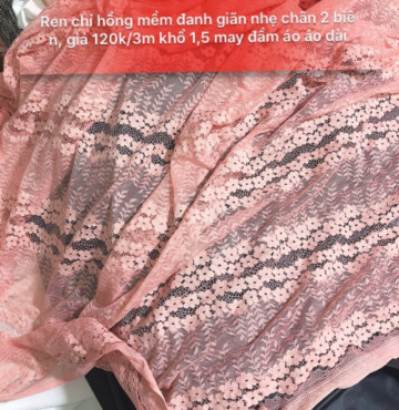 Ren Hồng mềm giãn nhẹ chân 2 biên 120k/3m khổ 1,5