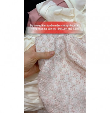 Tweed họa tiết nổi Hồng nhạt 180k/2m khổ 1,5