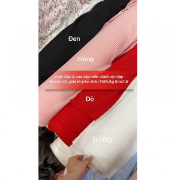 vải voan dập ly dày dặn đẹp 150k/kg 5m khổ 1,5, ko cần lót