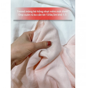 Tweed mỏng Hồng nhạt 135k/3m khổ 1,5
