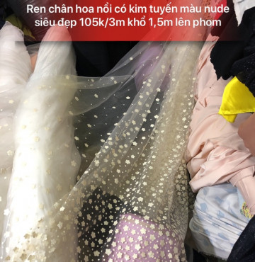 Ren lưới hoa nổi kim tuyến 105k/3m khổ 1,4m