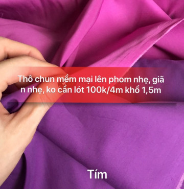 Thô chun mềm giãn nhẹ 100k/6 khổ 1,5m
