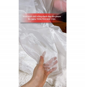 Voan kính ánh nhũ đanh cứng lên phom 150k/10m khổ 1,5