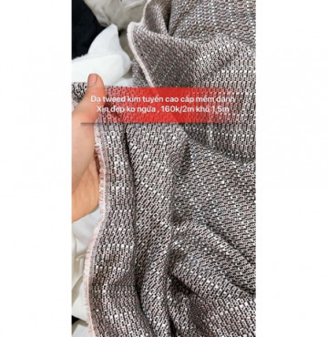 Dạ tweed kim tuyến xám phối sợi hồng trắng, 160k/2m khổ 1,5