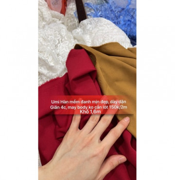Vải Umi cao cấp giãn 4c dày dặn mềm đanh 150k/2m khổ 1,5