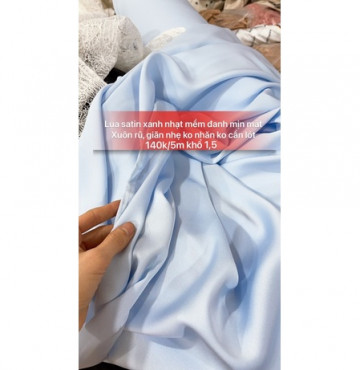 Lụa satin cao câp xanh nhạt 140k/5m khổ 1,5