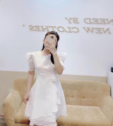 bỏ sỉ đầm xoè vải lụa tùng xếp ly cài hoa