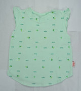 Áo sơ sinh tay bèo, cổ tụ bé gái IQ Baby (xanh bích)