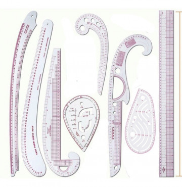 Bộ 8 thước vẻ đường cong thẳng ứng dụng trong may mặc