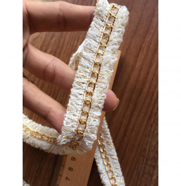 1M Dây viền trang trí,màu trắng móc xích , size 2cm