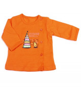 Áo sơ sinh Agi bobun nỉ cài lệch (màu cam)